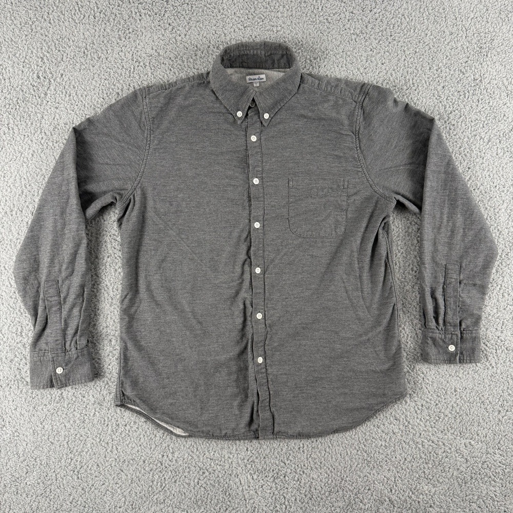 Steven Alan Shirt Mens L Gray Button Down Long Sleeve Chest Pocket Made in USA - Picture 2 of 11